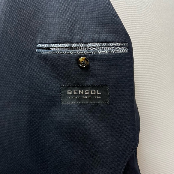BENSOL Italy Black Wool Slim Fit Unstructured 2-Button 42 Blazer Jacket Saks - Picture 5 of 6